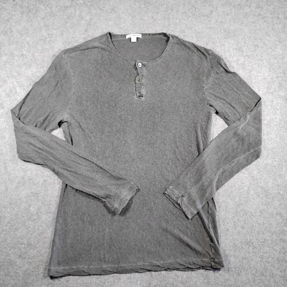 Standard James Perse Henley Shirt Mens Size 1 Gray Long Sleeve Cotton USA Top
